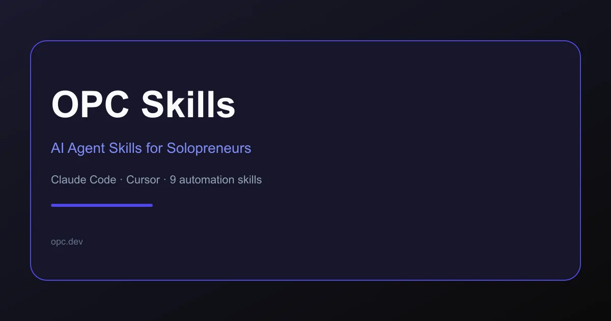 OPC Skills – AI Agent Skills for Solopreneurs